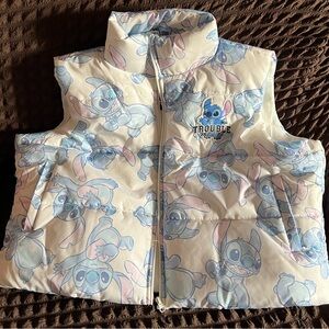 Disney Stitch White Vest with Blue and Pink Stitch Design. Juniors/ Women’s Xl